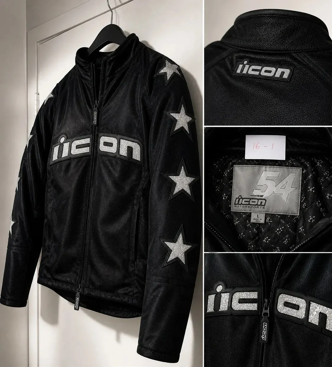 ICON Hooligan куртка (USA) Размер L чёрная со звёздами Арт. 15-1 б/у, лот 15-1