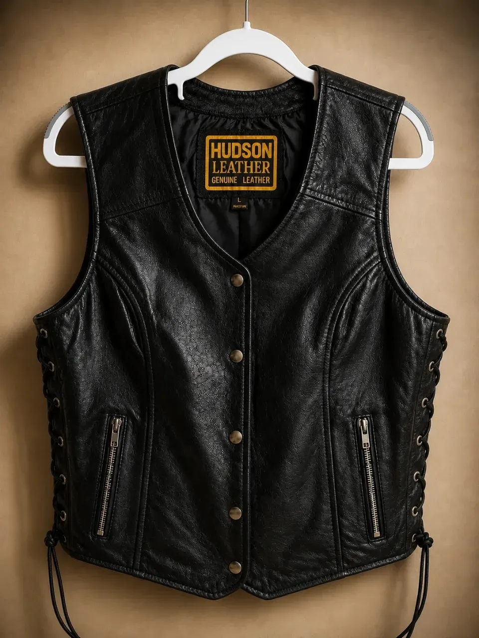 Hudson Leather / Натуральная кожа / Байкерский жилет Арт 18-6 б/у, лот 18-6